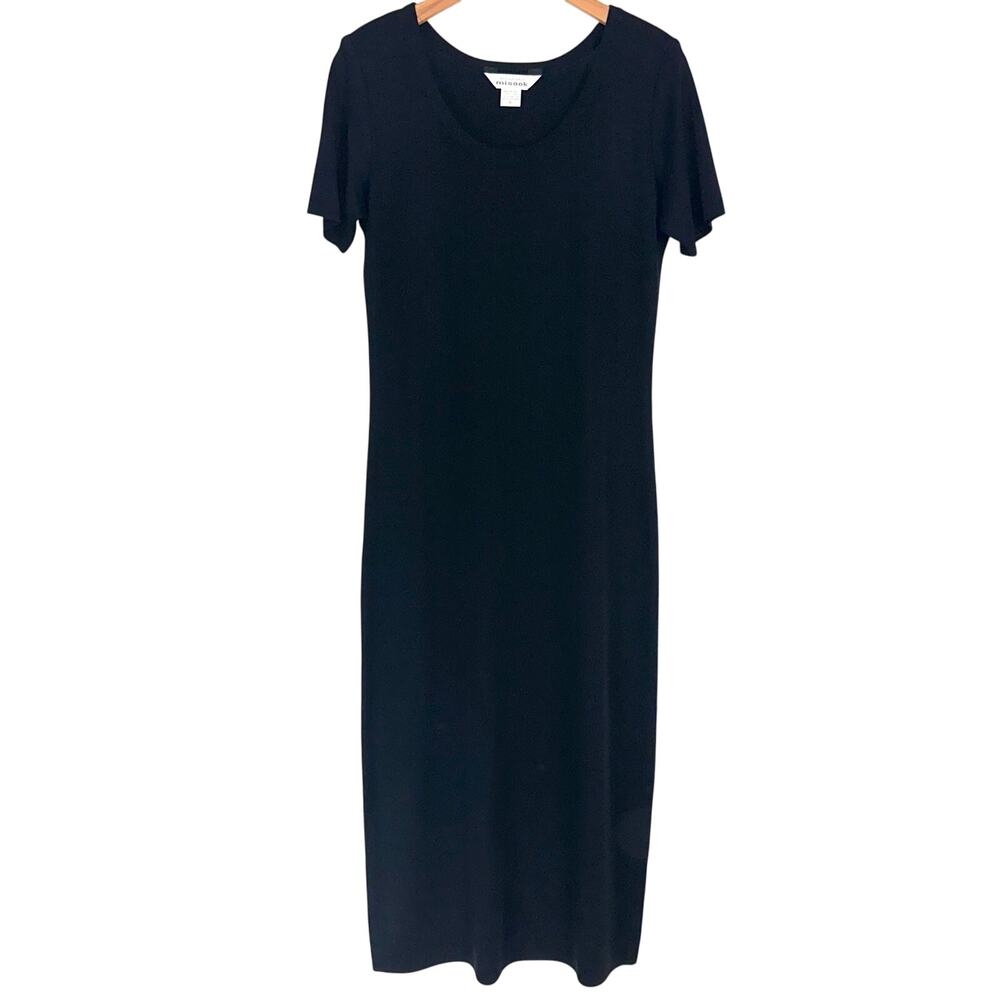 Misook Black Knit Short Sleeve Maxi Dress Size Small